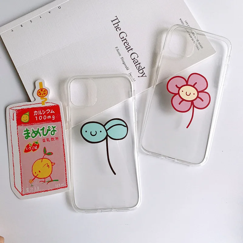 Простой милый корейский чехол для телефона с цветами iphone 11Pro Max 7 6 8 plus задняя