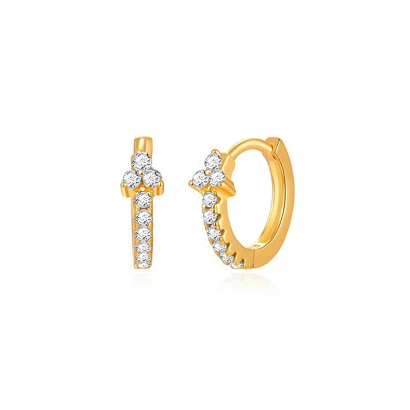 

925 Sterling Silver Ear Buckle Minimalist Ladies Hoop Earrings Exquisite Crystal Zircon Earrings Popular Fashion Accessories