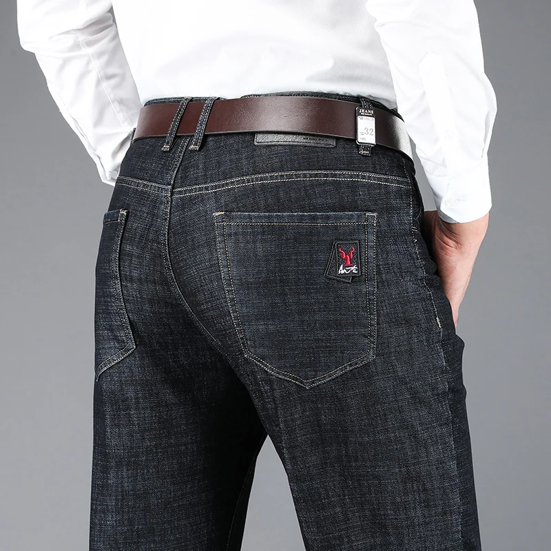 Black Jeans Spijkerbroeken Heren Pants Baggy Slim Fit Trousers Denim Pantalones Hombre High Quality Soft Fashion Business Casual