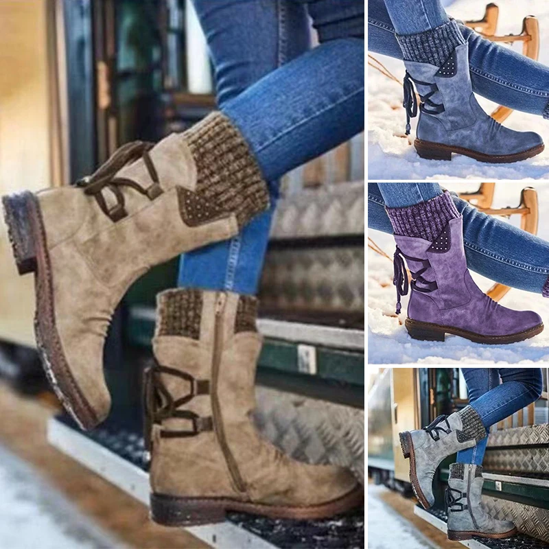 Новинка 2021 женские кожаные зимние теплые ботинки со шнуровкой сзади на низком