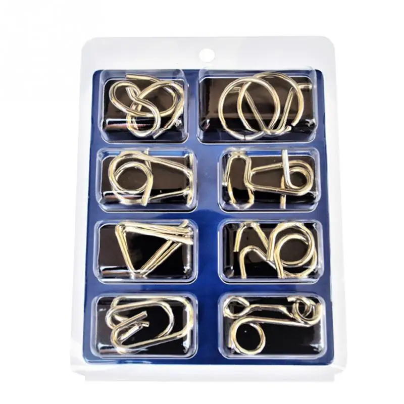 8pcs/set Metal Wire Cultivate Thinking IQ Test Brain Teaser Mind Game Fun Logic Children Educational Adult Challenges Puzzle Toy | Игрушки и