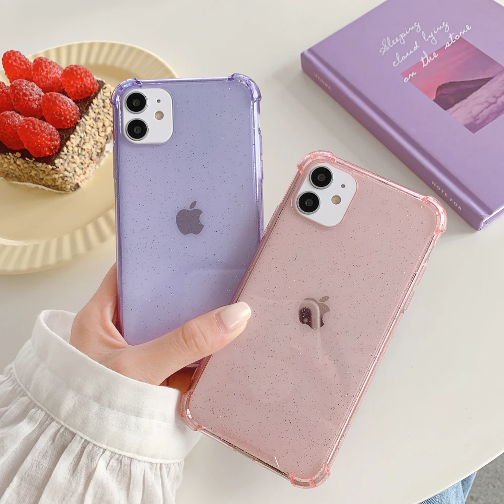 Флуоресцентный Блестящий Прозрачный чехол из ТПУ для телефона IPhone 11 Pro XR XS Max 12 2 8 7