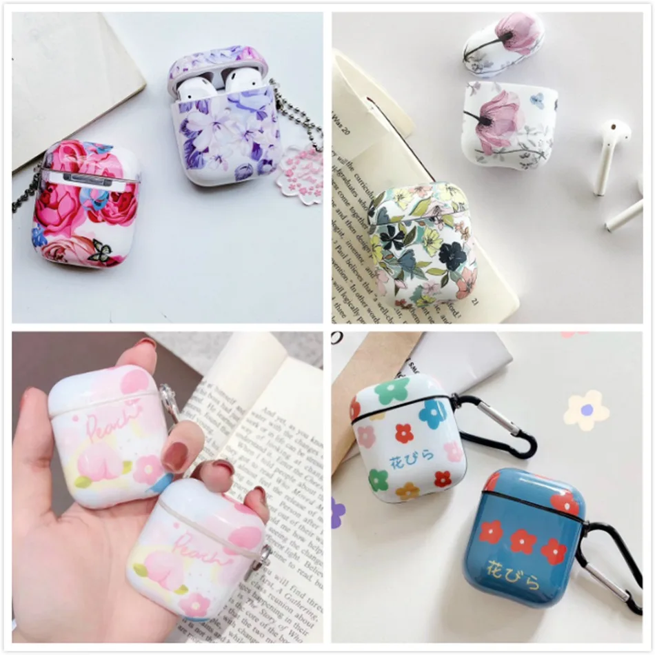 Чехол для беспроводных наушников Airpods Роскошный чехол с милыми цветами Apple Air Pods 2