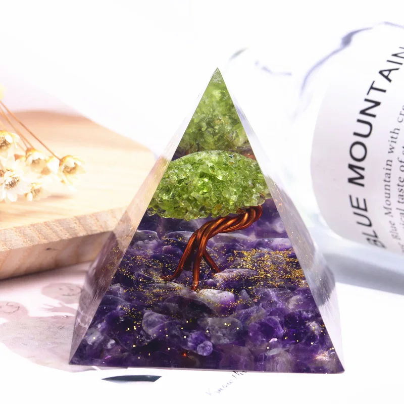 

Orgonite Pyramid Amethyst Crystal Crushed Stone Divination Supplies Yoga Meditation Craft Lucky Stone Christmas Gift