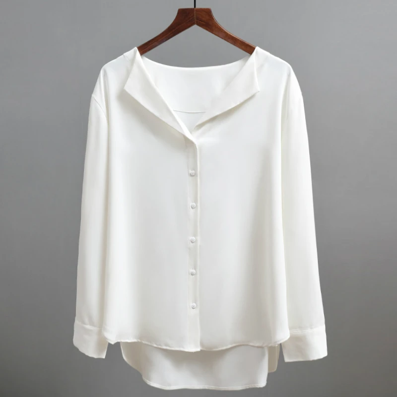 Модные женские блузки 2021 V образным вырезом Женские офисные топы белого цвета