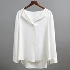 Блузка женская с V-образным вырезом, модный офисный Топ, белая шифоновая блузка с длинным рукавом, Повседневная рубашка, B26, 2021