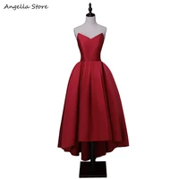 dark red high low prom dress for women girls sweetheart strapless short homecoming gowns special occasion wear
