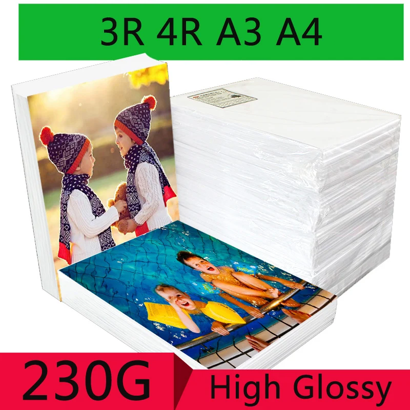100 листа/уп наклейки для ногтей с посылка 3R 4R A3 A4 High Gloss Фотобумага струйных