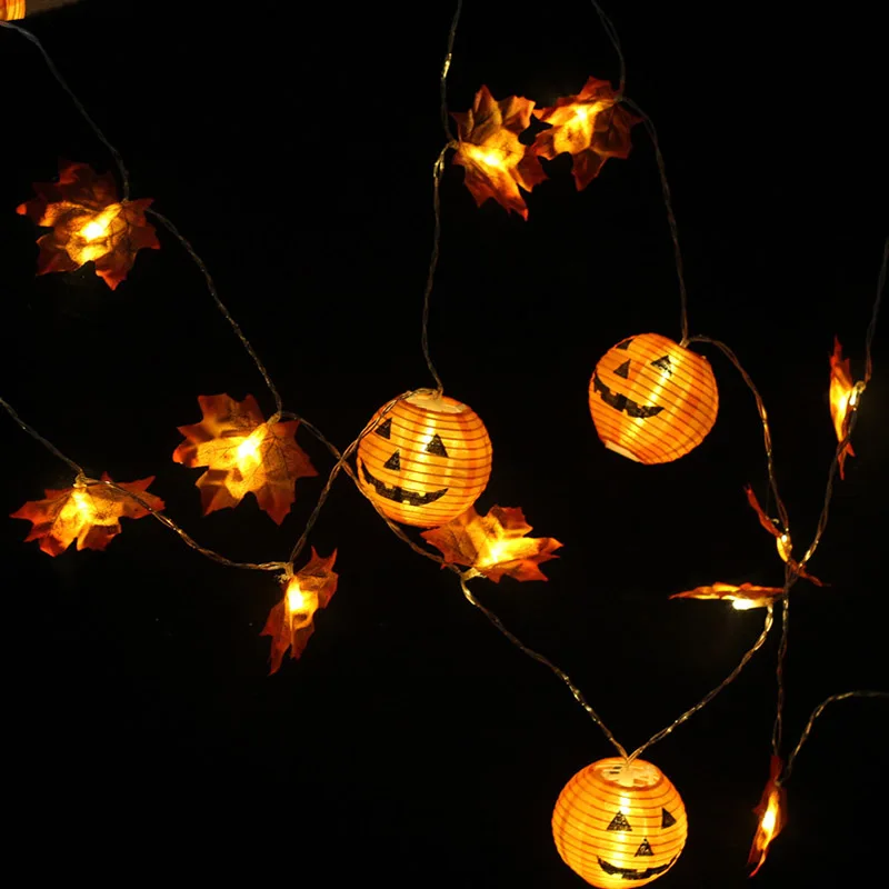 

10/20 LED Pumpkin Maple Leaf Garland String Lights Halloween 3D Pumpkin Lights for Halloween Thanksgiving Fall Decoration Light