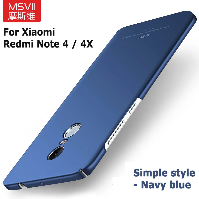 Simple Navy blue Для Xiaomi Redmi Note 4x Чехол Msvii тонкий матовый чехол для Xiaomi Redmi Note 4 Чехол Xaomi PC чехол для Redmi Note4X чехол s - Цвет: Simple Navy blue