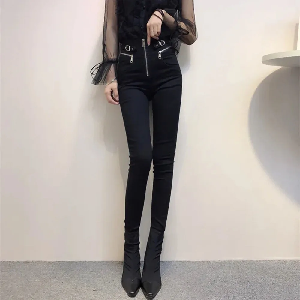 

Double-sided Zipper Design Leggings Women High Waist Slim 2021 Spring Summer Outer Wear Fashion Slimming Tight-fitting Trousers