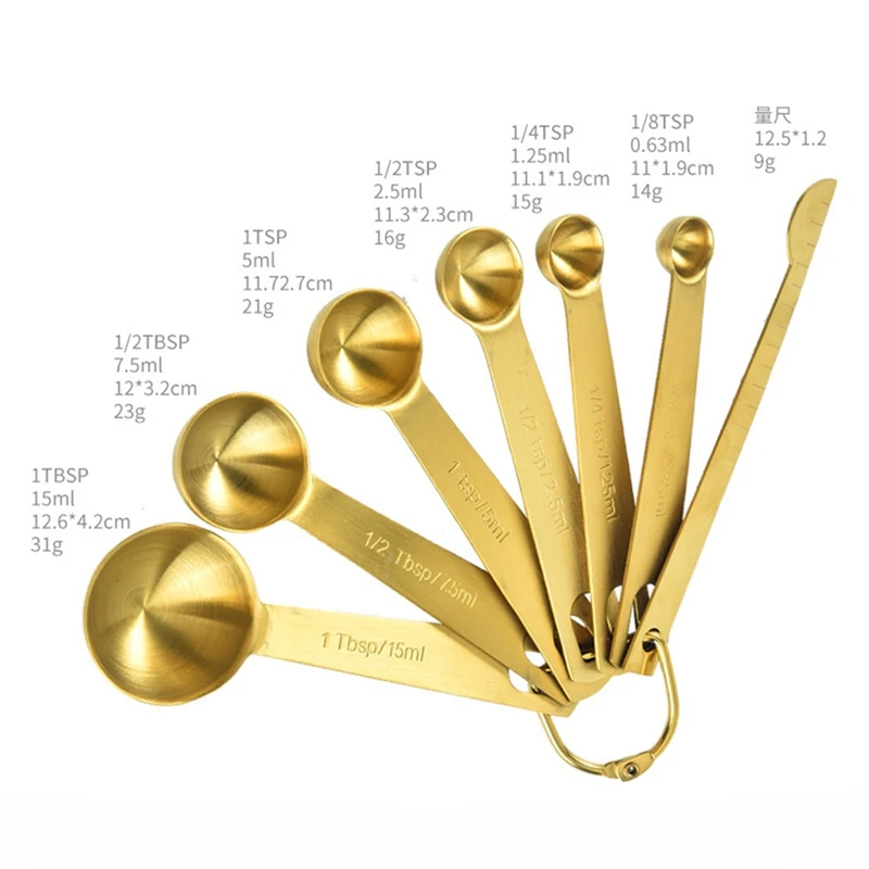 

Measuring Spoon Useful Stainless Steel Measuring Cup Cozinha Coffee Measuring Spoons Tea Gold
