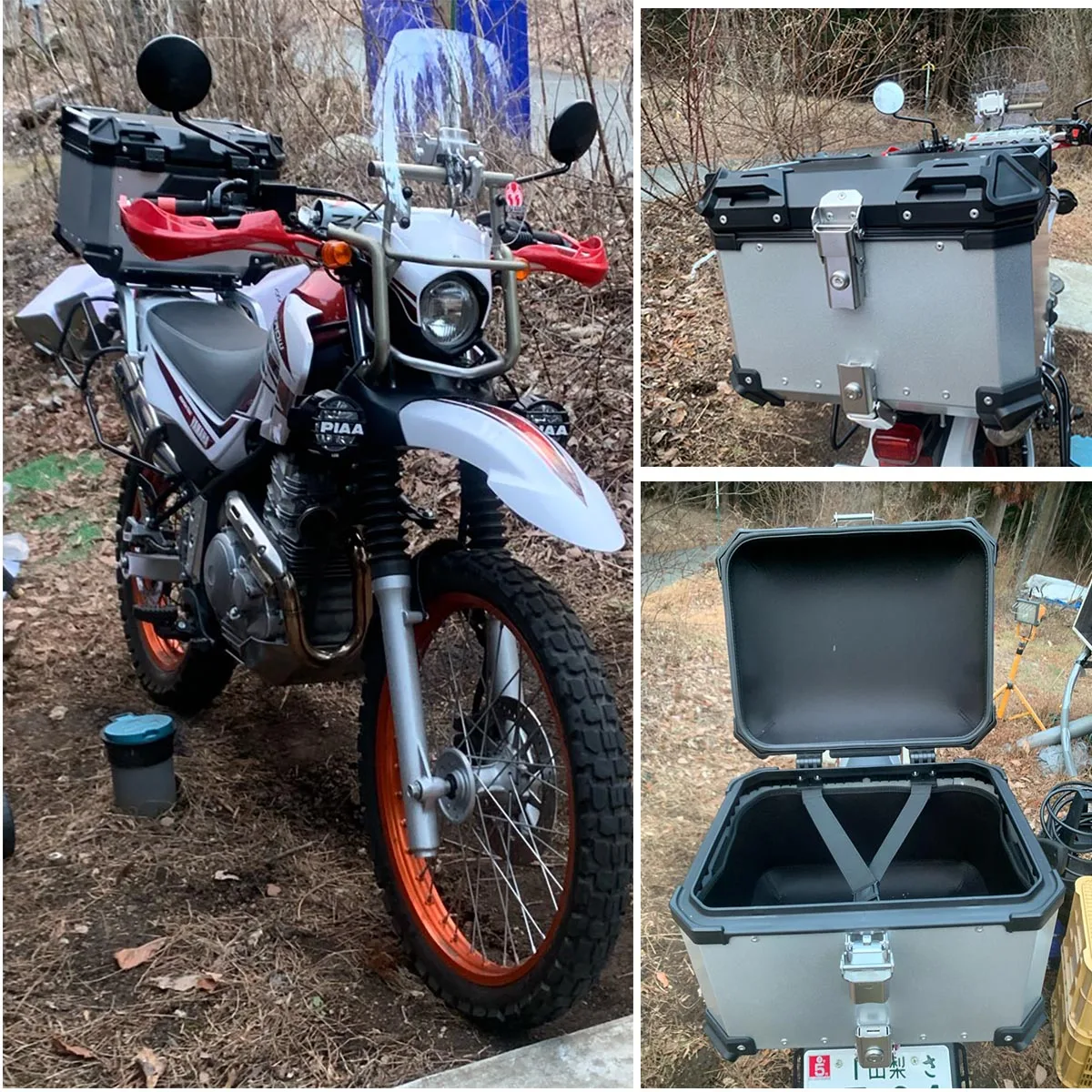 

45L 55L 65L Universal Moto Rear Toolbox Trunk Storage Top Tool Box Waterproof Luggage Helmet Key Lock Case Aluminum Accessories