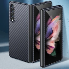 Luxury Pure Carbon Fiber Case for Samsung Galaxy Z Fold 3 Ultra-thin Aramid Fiber Fold 3 Protective Cover Anti-Fall Bumper Shell
