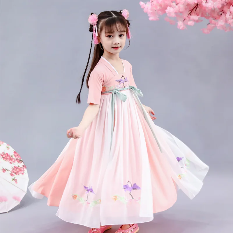 

Children's Hanfu Costume Dress Chinese Style Costume Girl's Dress Summer Flower Girl Dresses Kids Clothes