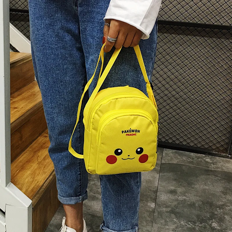 Новый стиль рюкзак для девочек pokemon pu pikachu сумка мессенджер детей|Плюшевые