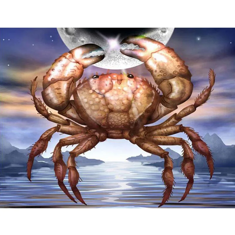

Diamond Mosaic Cross Stitch"Crab/sea/Moon" Diamond Embroidery Animal Diamond Painting for Children's Room Decal Creative Mosaic