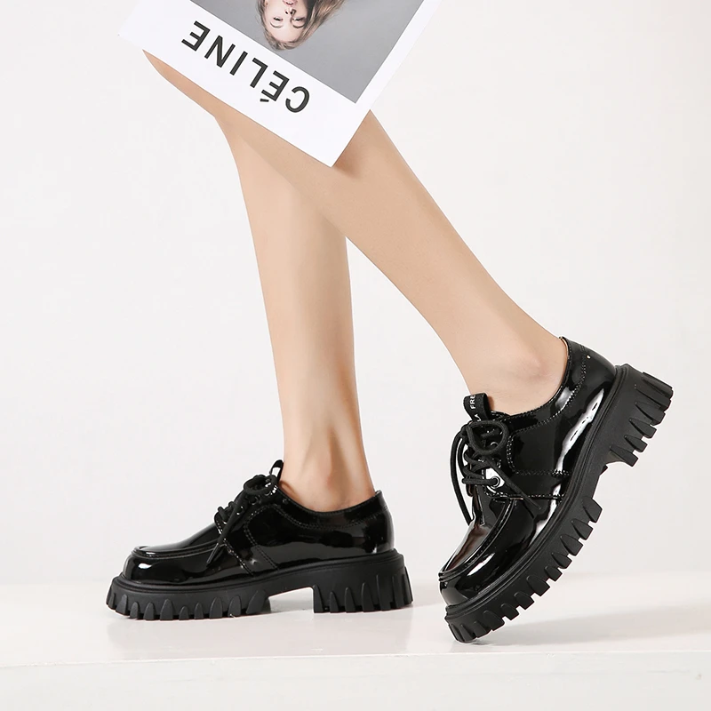 

Women's Vulcanized Shoes Spring and Autumn Flat Shoes Thick-soled HighHeels Sexy RetroThick-soled Shoes Comfortable Casual Shoes