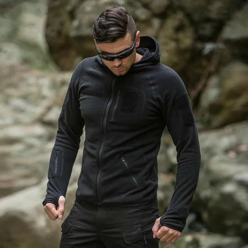 Hot Spring Tactical Training Fleece Jacket Outdoor Cardigan Hooded Sweater Men Camping Hiking Fishing Hunting Coat Sport Clothes | Спорт и