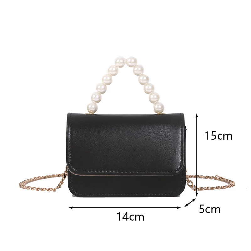 

Mini Crossbody Bag For Women Pearl Shoulder Bag Chains Messenger Bag Small Flap Bag Fashion PU Leather Square Bag bolso