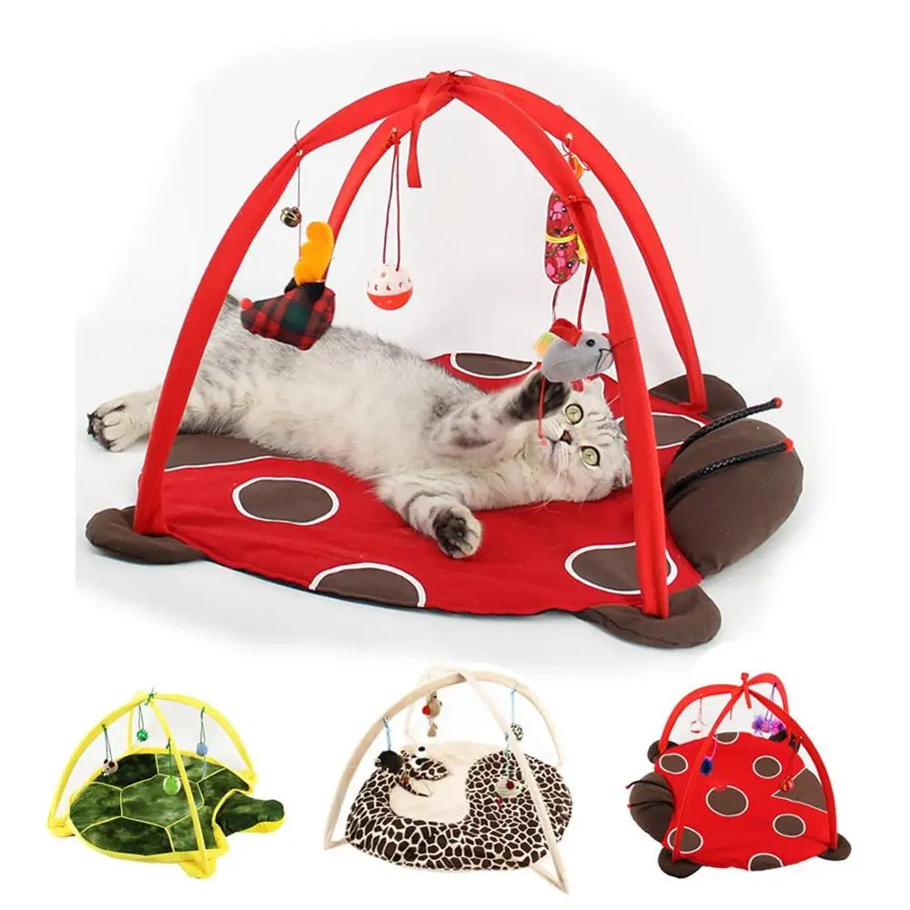 

52x35cm Cat Play Mat Cat Tent Activity Center with Hang Cat Toys Balls Mice Outdoor Pets Bed Play Tent for Cat