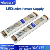ultra thin led light power supply dc12v 24v 200w transformer adapter ac190v 240v driver fcob ws2815 led strip