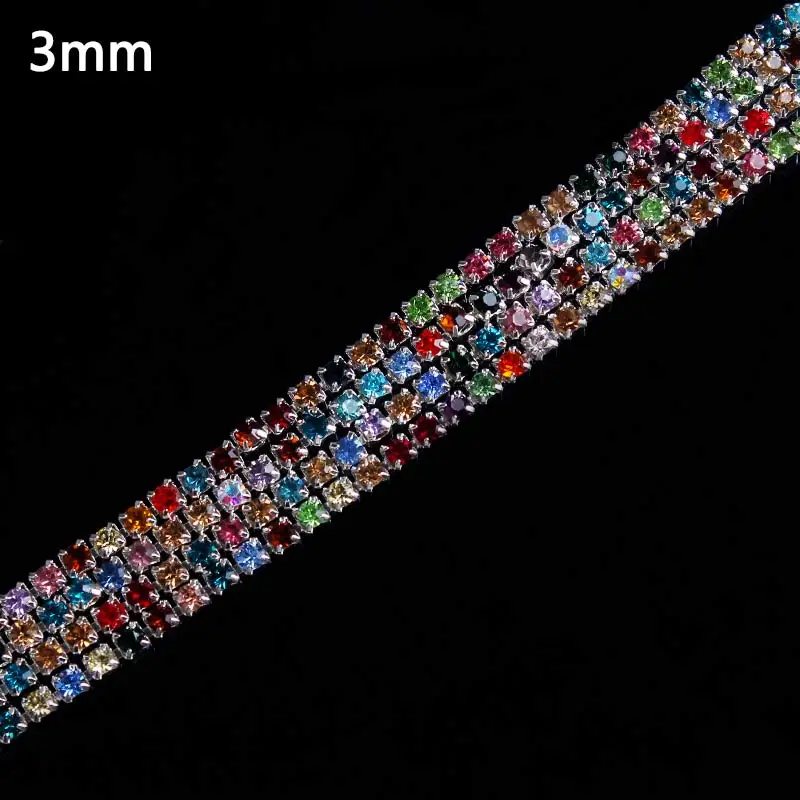 Стразы шириной 3 мм швейная цепочка со стразами для шитья рукоделия с серебряным