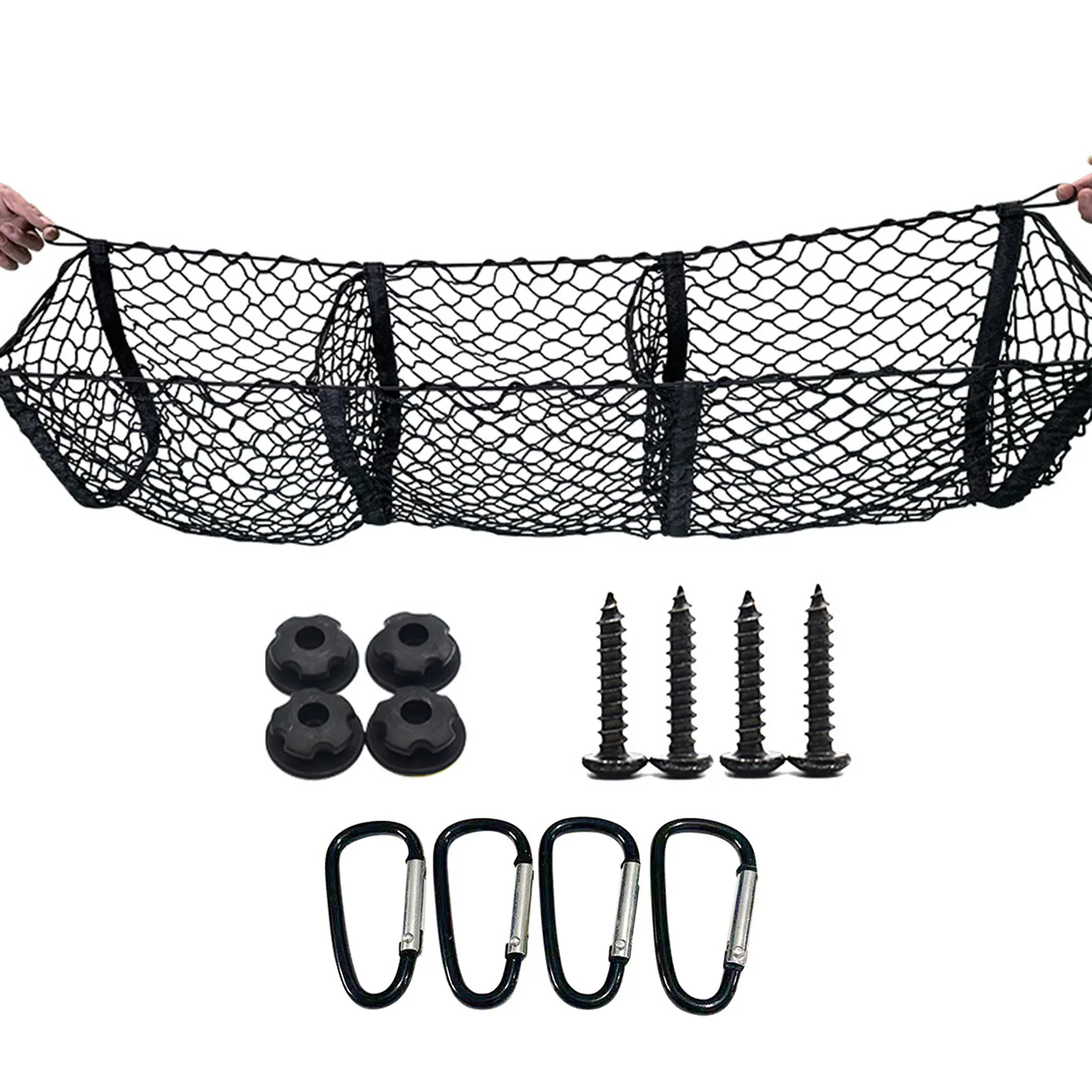 Car Trunk Net Pocket Storage Bag Heavy Cargo For SUV Pickup Truck Bed Black Mesh Belt 4 Hooks And Loop Forceful | Автомобили и