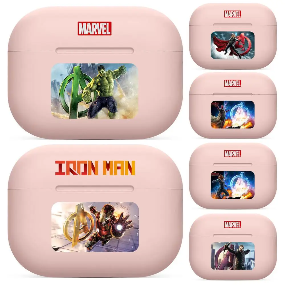 

The Avengers hero For Airpods 1 2 pro case Protective Bluetooth Wireless Earphone Cover For Air Pods case air pod cases Pink cut