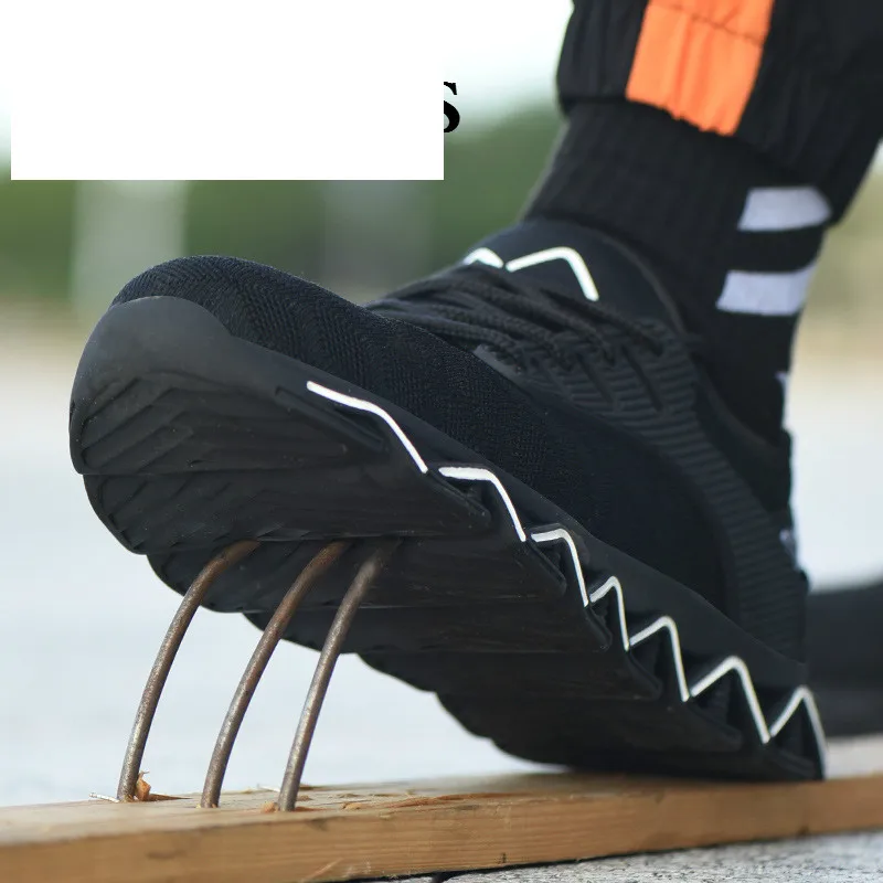 

Мужские защитные кроссовки со стальным носком, дышащие, устойчивые к прокалыванию, безопасная обувь для работы