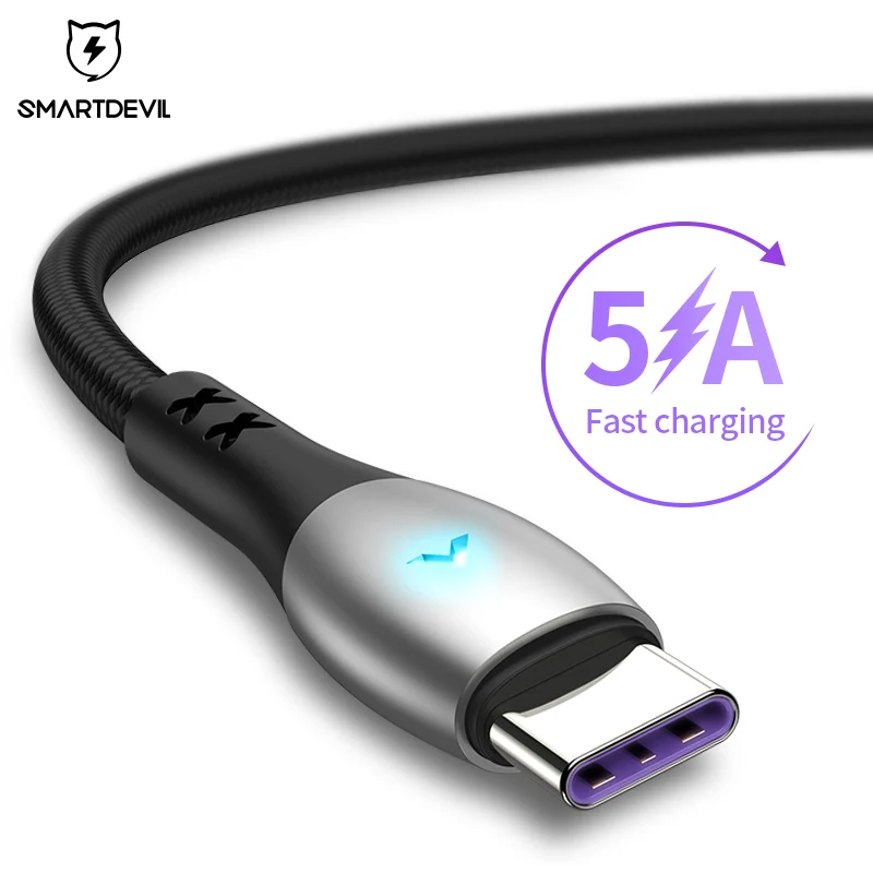 Кабель для быстрой зарядки SmartDevil 5A USB C Type кабель Huawei Lite Pro зарядный Samsung Xiaomi
