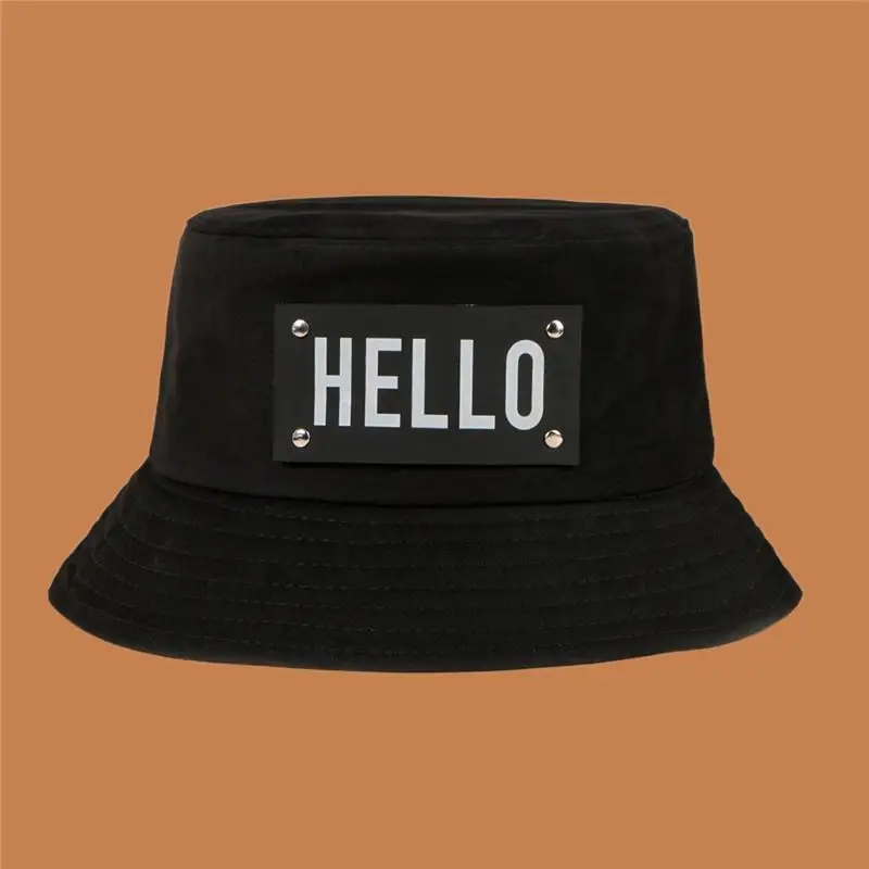 

Панама хлопковая Всесезонная для мужчин и женщин, шляпа рыбака с надписью «Hello Letter», уличная дорожная Кепка От Солнца, 39, 2021