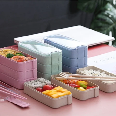 

Student Lunch Box Dinner Plates Set Kids Plate Portable Three Floors Bento Box Insulation Food Container Lunchbox Tableware Dish