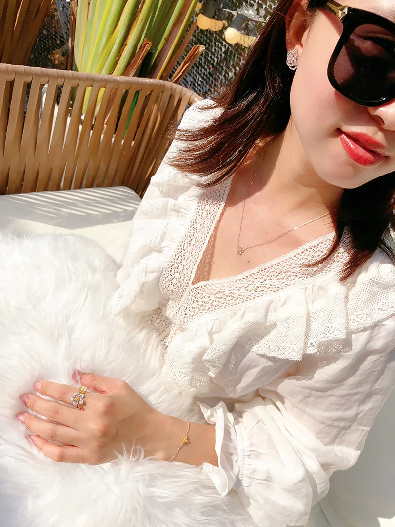 QTT милый желтый цветок изменяемый кольцо для девочки серебряный цвет на палец