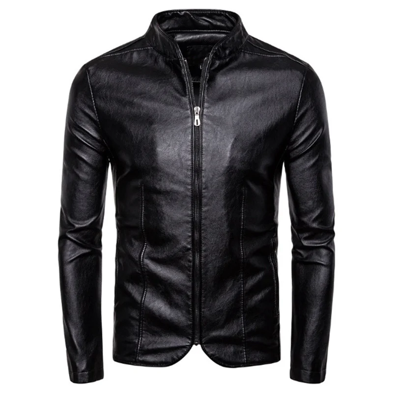 

Куртка мужская кожаная приталенная, мотоциклетная Повседневная Верхняя одежда из искусственной кожи, chaqueta cuero hombre, весна-осень