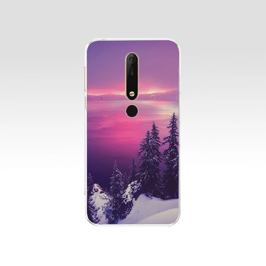 Silicon case for Nokia 6 6.1 soft tpu back phone cover shockproof printing Coque bumper housing | Мобильные телефоны и