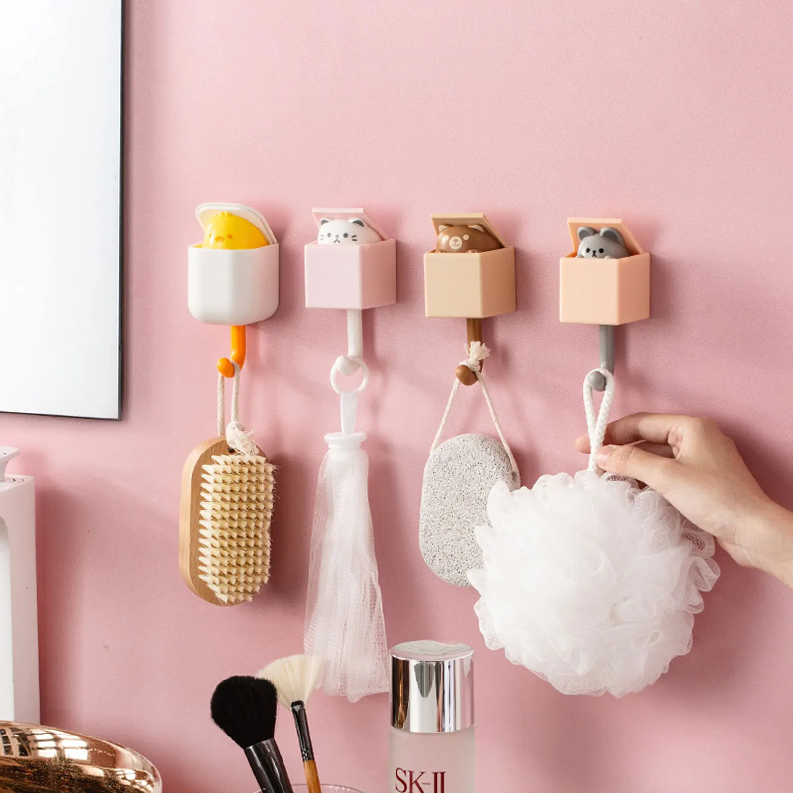 1 шт. креативный настенный крючок в виде кошки Симпатичные бесшовные вешалки