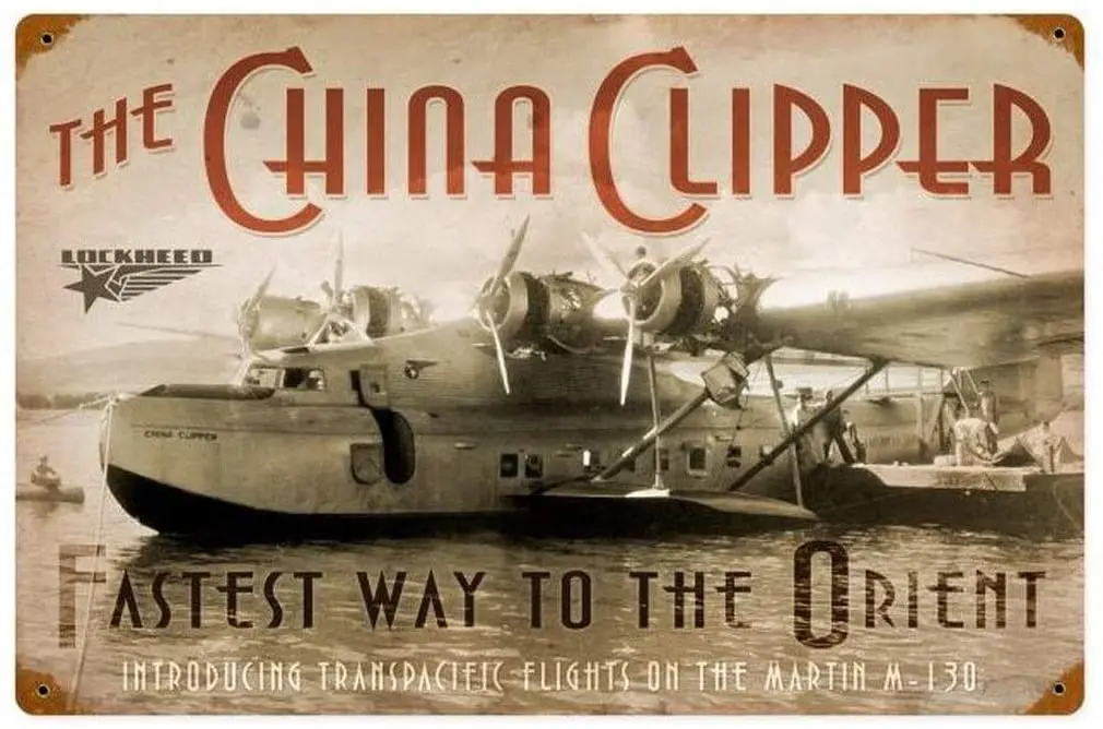 

HomDeo Tin Sign Lockheed Martin China Clipper Retro for Artation 16 x 12 Inches Personalized Wall Decor Metal Signs