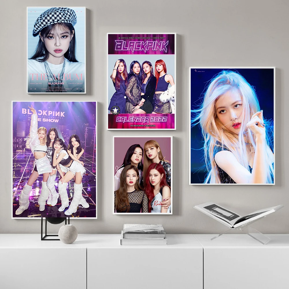 Плакат с изображением группы девушек черный розовый плакат корейские девушки