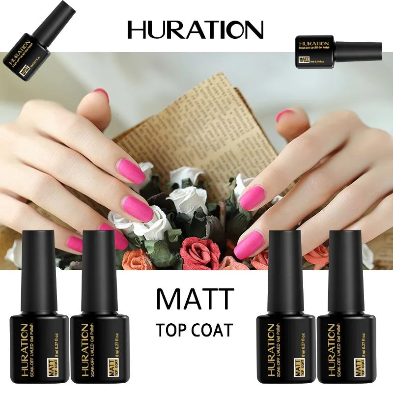 Huration 8 мл матовое верхнее покрытие гель лак для ногтей Дизайн Гель замочить