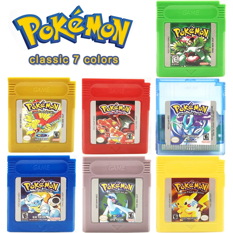 NEW Video Game for 16 Bit Cartridge Pokemon Console Card Series Yellow Red Blue Green Silver Crystal Golden Version | Игрушки и хобби