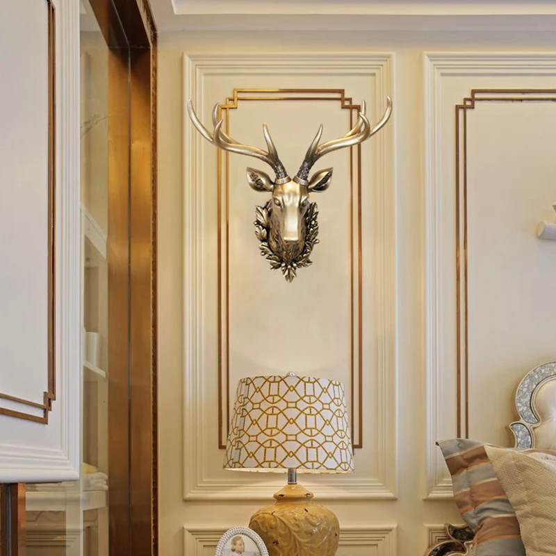 3D голова оленя скульптура фрески домашняя настенная подвесная статуя животного