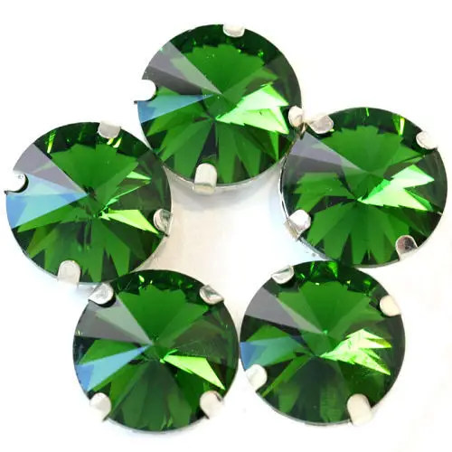 Emerald Круглый Rivoli много цветов пришить коготь стразы прозрачные стеклянные стразы круглые пришить стразы украшения для свадебного платья Y1770 - Цвет: Emerald