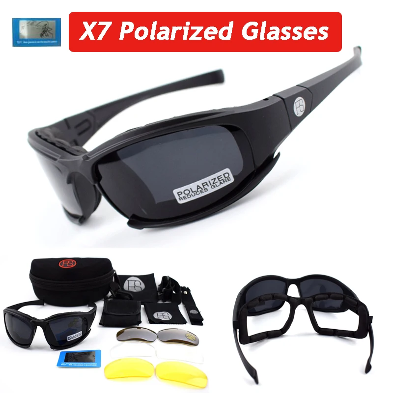 

Tactical Glasses X7 Polarized Sunglasses Airsoft Paintball Army Military Goggles C5 Hiking Hunting Shooting Eyewear With 4 Lens