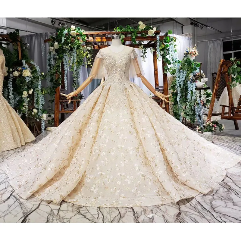 BGW HT41728 Свадебные платья для женщин 2020 с О-образным вырезом и бисером расшитое