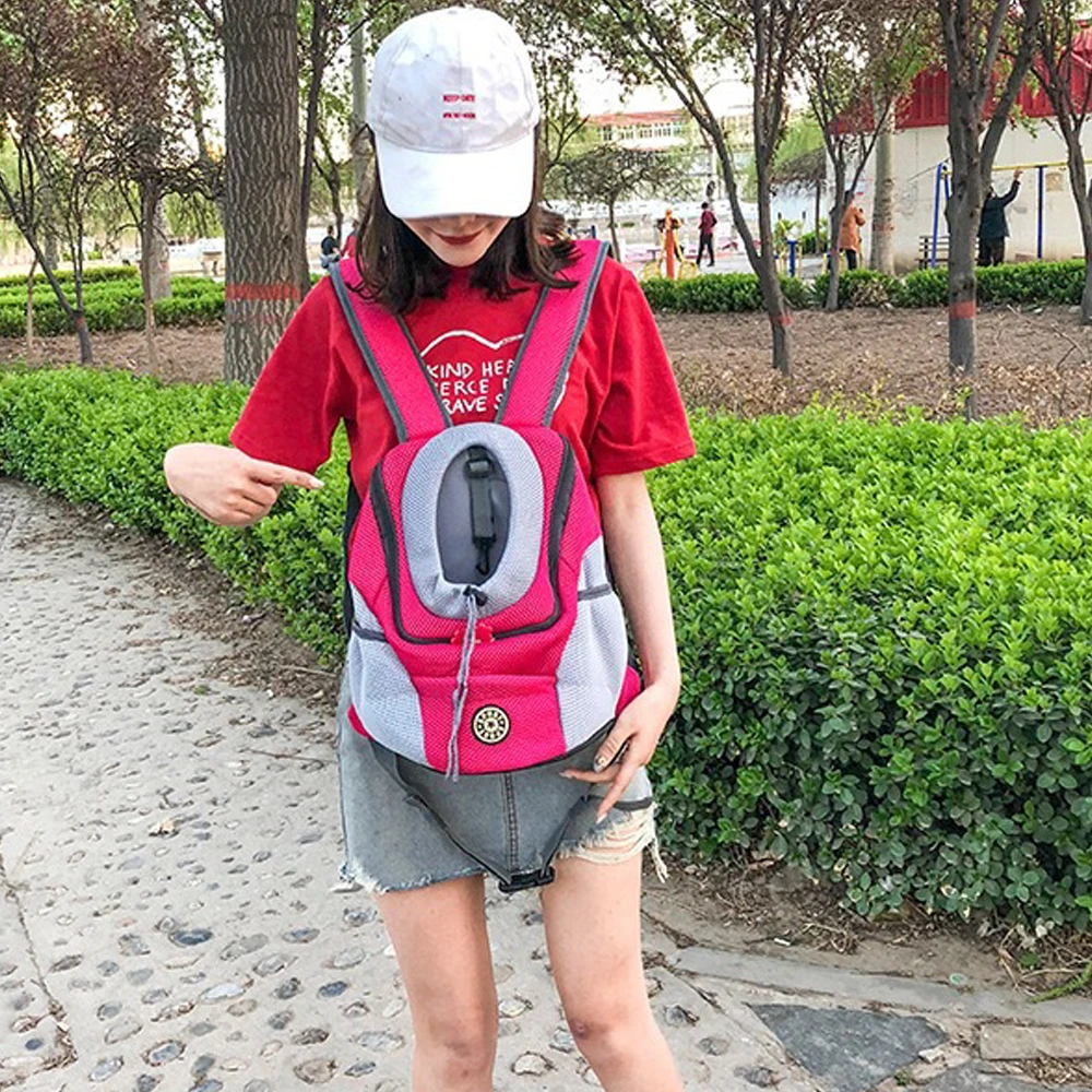 

Outdoor Pet Travel Bag Double Shoulder Portable Travel Backpack Outdoor Pet Dog Carrier Bag Pet Dog Front Bag Mesh Backpack Head