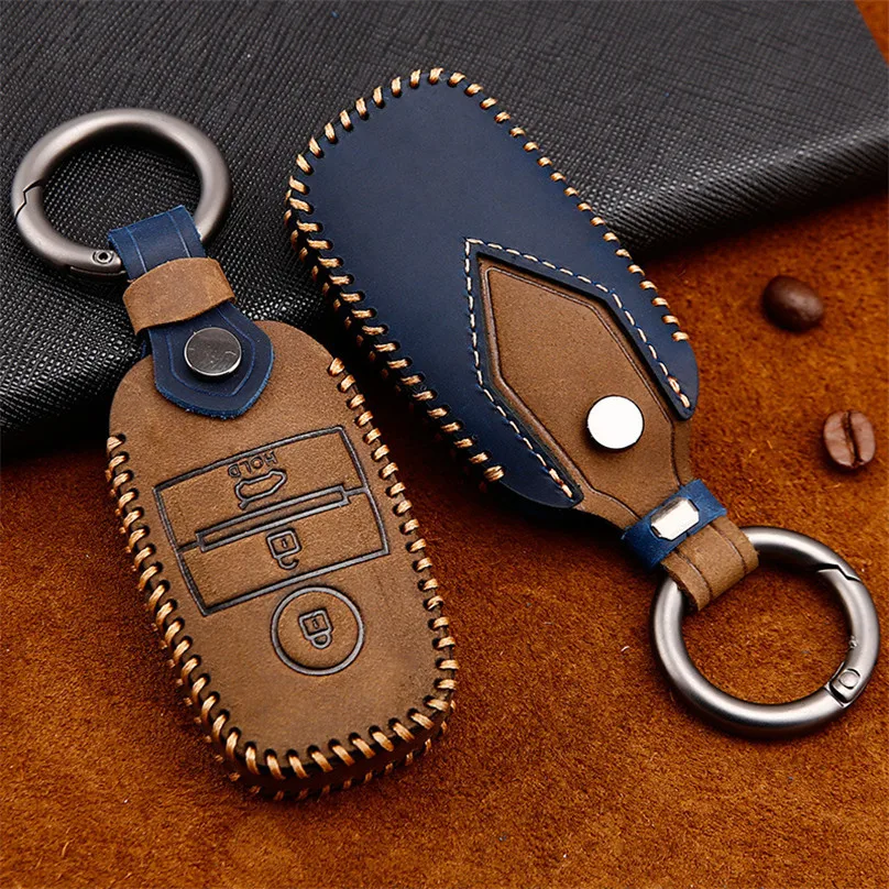

Genuine Leather Handmade Car Key Cover key Case For Kia KX3 KX5 K3S RIO Ceed Cerato Optima K5 Sportage Sorento Forte Car Styling