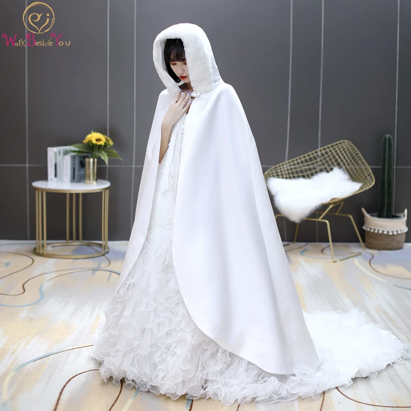 

Женская свадебная накидка из искусственного меха, белая атласная куртка-болеро, Длинная накидка, шаль 2020 в пол, 2020