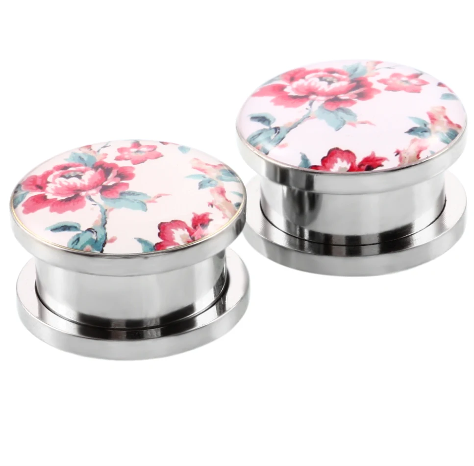 2Pcs Stainless Steel Screw Fit Ear Flesh Tunnel Plugs Simple Style Gauges Piercing Double Curved Saddle Expander Stretcher | Украшения и