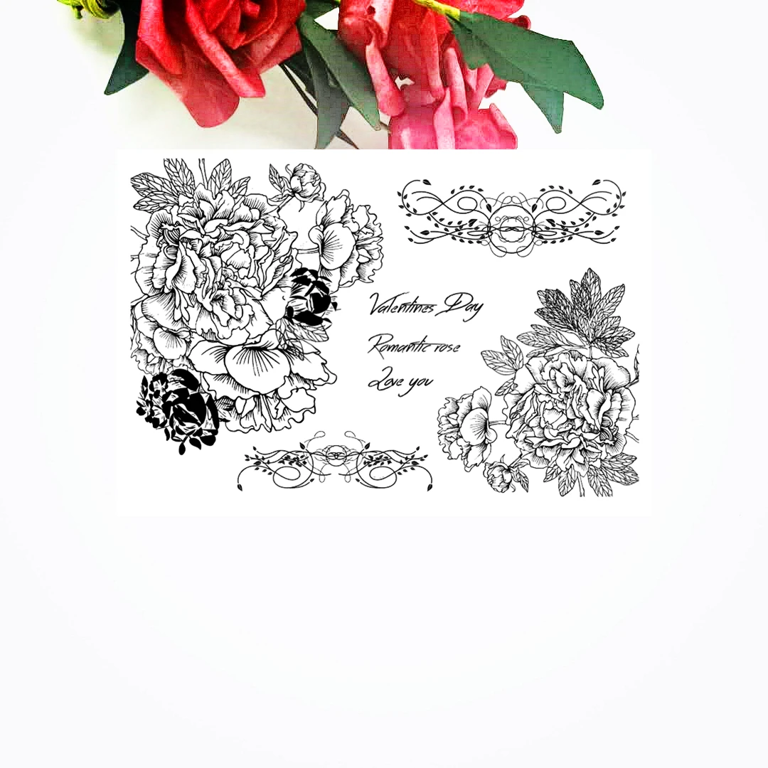 11x16 см цветов Цветущая прозрачный печать прозрачные наклейки силиконовый валик